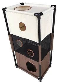 Pet Life Kitty-Square Obstacle Soft Folding Sturdy Play-Active Travel Collapsible Cat House Furniture