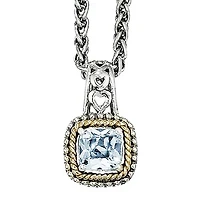 Shey Couture Genuine Blue Topaz Sterling Silver 14k Gold Pendant Necklace