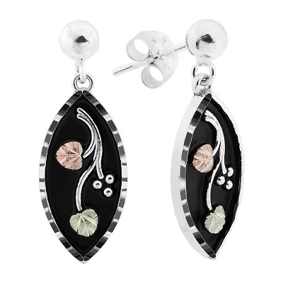 Black Hills Gold Womens Sterling Silver Flower Drop Earrings