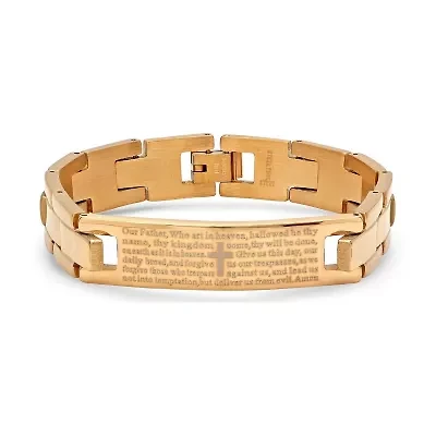 Mens 8 Inch 18K Gold over Stainless Steel Link Bracelet
