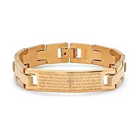 Mens 8 Inch 18K Gold over Stainless Steel Link Bracelet