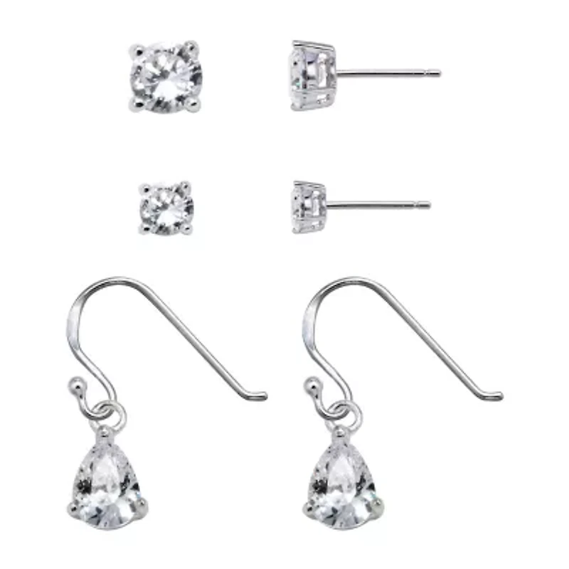 Sterling Silver Cubic Zirconia Earring Set