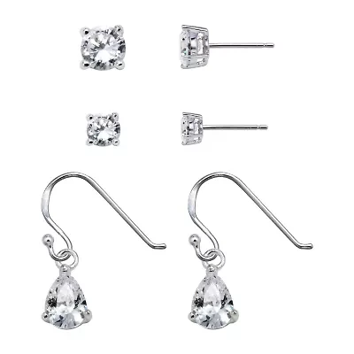 Sterling Silver Cubic Zirconia Earring Set