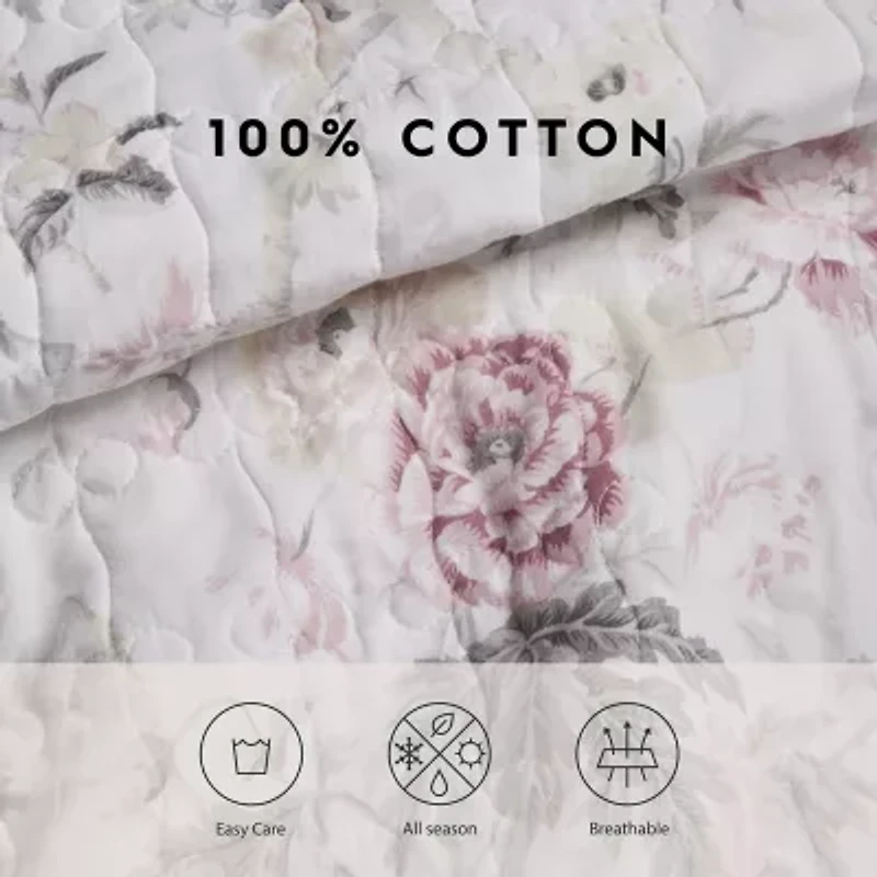 Laura Ashley Breezy Floral Reversible Quilt Set