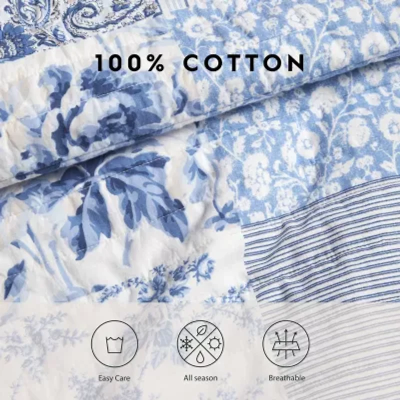 Laura Ashley Paisley Floral Reversible Quilt Set