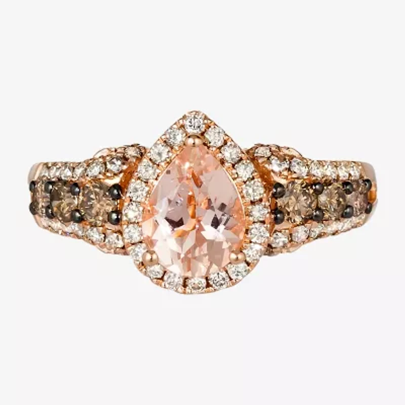 Le Vian® Grand Sample Sale™ Ring featuring 3/4 CT. Peach Morganite™ 1/3 CT. Chocolate Diamonds® 3/8 CT. Nude Diamonds™ set in 14K Strawberry Gold®