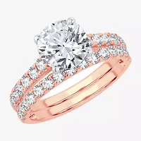 (H-I / SI1-SI2) Signature By Modern Bride Womens 3 CT. T.W. Lab Grown White Diamond 14K Gold Round Bridal Set