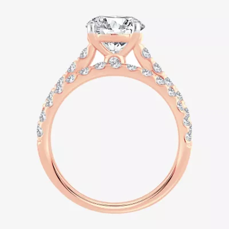 (H-I / SI1-SI2) Signature By Modern Bride Womens 3 CT. T.W. Lab Grown White Diamond 14K Gold Round Bridal Set