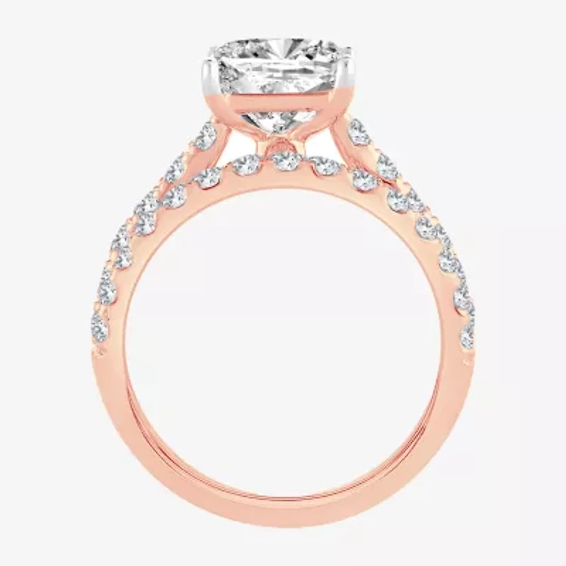 (H-I / SI1-SI2) Signature By Modern Bride Princess Cut Womens 3 CT. T.W. Lab Grown White Diamond 14K Gold Bridal Set