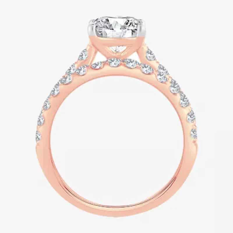(H-I / SI1-SI2) Signature By Modern Bride Womens 3 CT. T.W. Lab Grown White Diamond 14K Gold Oval Bridal Set