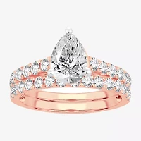 (H-I / SI1-SI2) Signature By Modern Bride Womens 3 CT. T.W. Lab Grown White DiamondIn  14K Gold Pear Bridal Set