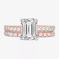 (H-I / SI1-SI2) Signature By Modern Bride Womens 3 CT. T.W. Lab Grown White Diamond 14K Gold Emerald Bridal Set