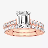 (H-I / SI1-SI2) Signature By Modern Bride Womens 3 CT. T.W. Lab Grown White Diamond 14K Gold Emerald Bridal Set