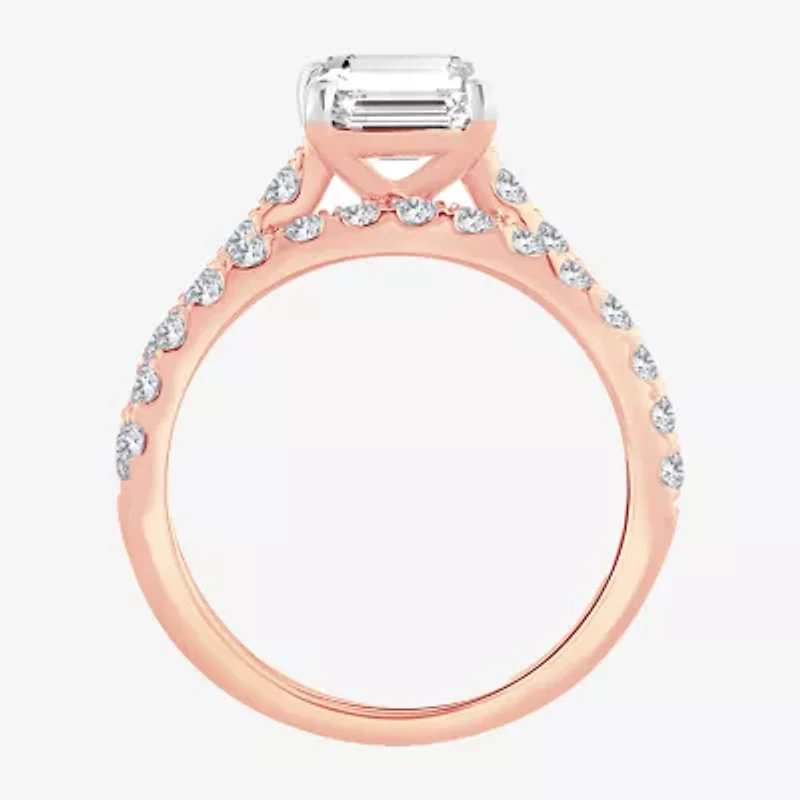 (H-I / SI1-SI2) Signature By Modern Bride Womens 3 CT. T.W. Lab Grown White Diamond 14K Gold Emerald Bridal Set