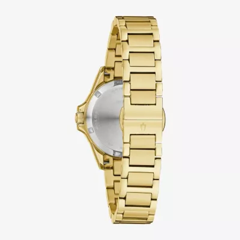 Bulova Marine Star Womens Diamond Accent Gold Tone Stainless Steel Bracelet Watch 98r294