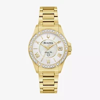 Bulova Marine Star Womens Diamond Accent Gold Tone Stainless Steel Bracelet Watch 98r294
