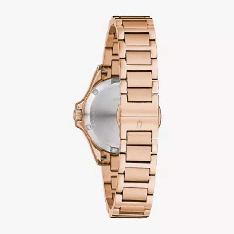 Bulova Marine Star Womens Diamond Accent Rose Goldtone Stainless Steel Bracelet Watch 98r295