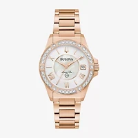 Bulova Marine Star Womens Diamond Accent Rose Goldtone Stainless Steel Bracelet Watch 98r295