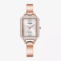Citizen Crystal Womens Rose Goldtone Stainless Steel Bangle Watch Em0983-51a