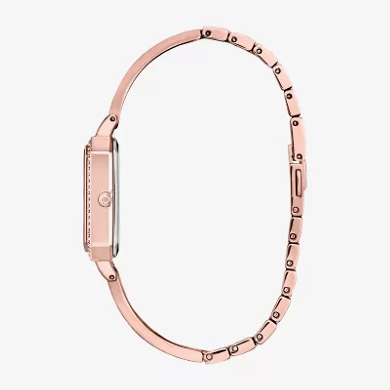 Citizen Crystal Womens Rose Goldtone Stainless Steel Bangle Watch Em0983-51a