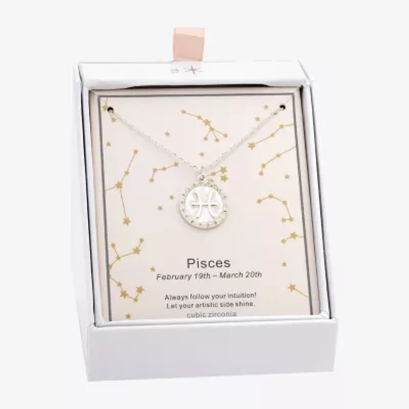 Sparkle Allure Zodiac Womens Cubic Zirconia Pure Silver Over Brass Round 16 Inch Pendant Necklace