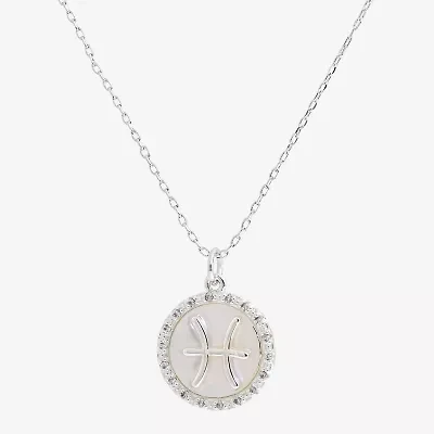 Sparkle Allure Zodiac Womens Cubic Zirconia Pure Silver Over Brass Round 16 Inch Pendant Necklace