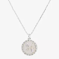 Sparkle Allure Zodiac Womens Cubic Zirconia Pure Silver Over Brass Round 16 Inch Pendant Necklace
