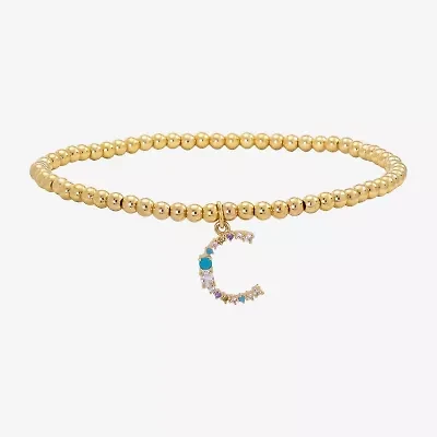 Sparkle Allure Womens Multi Color Cubic Zirconia 14K Gold Over Brass Stretch Bracelet
