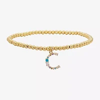 Sparkle Allure Womens Multi Color Cubic Zirconia 14K Gold Over Brass Stretch Bracelet