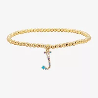Sparkle Allure Womens Multi Color Cubic Zirconia 14K Gold Over Brass Strand Bracelet