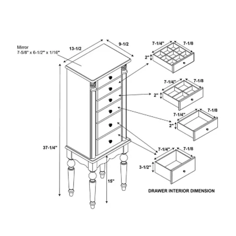 Powell Company Kristen White Jewelry Armoire