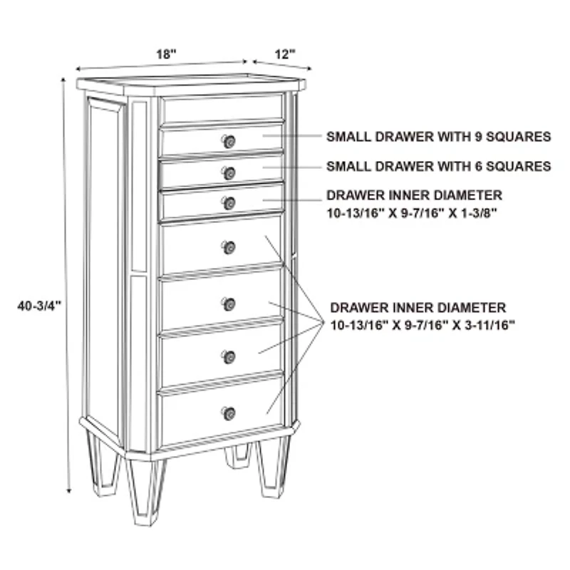 Powell Company Annabella Mirrored Jewelry Armoire