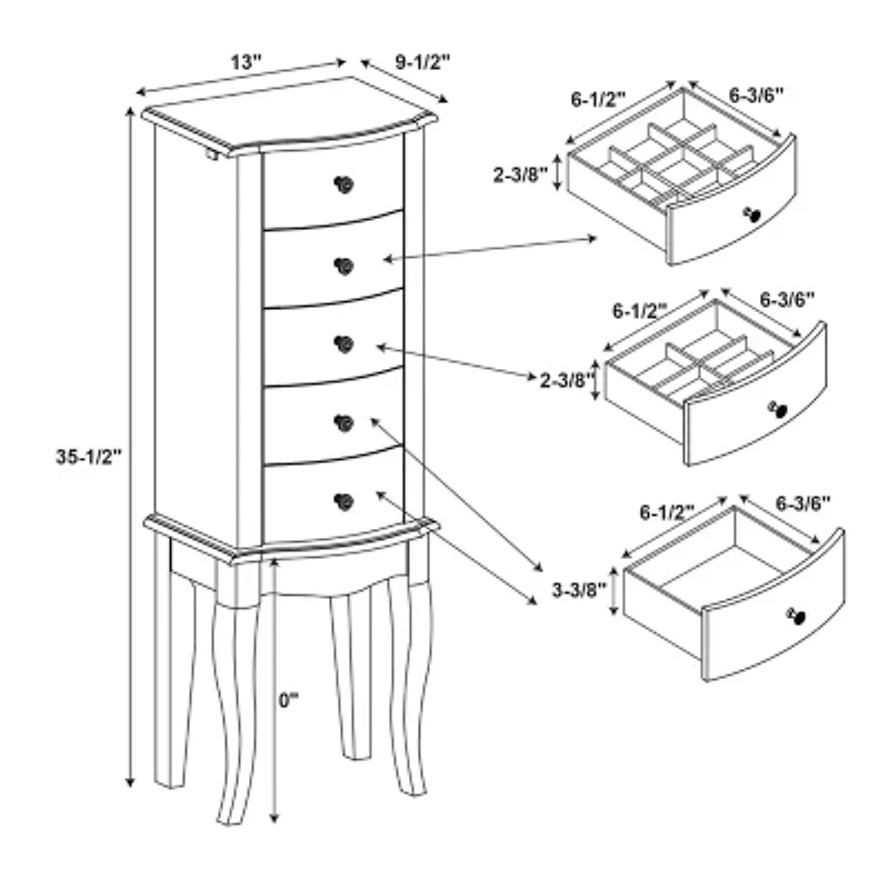 Powell Company Leanne White Jewelry Armoire
