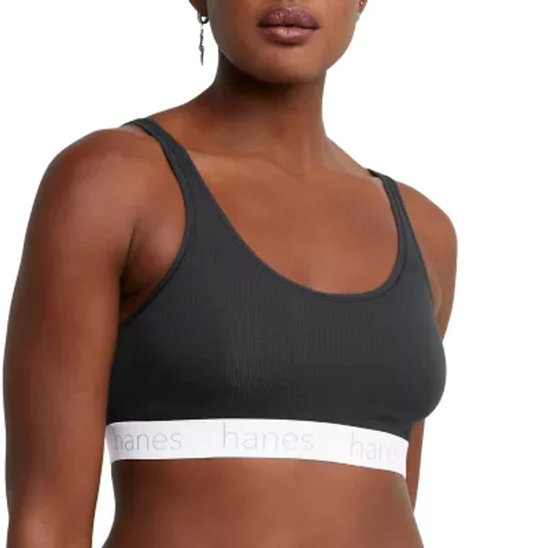 Hanes Originals Ultimate Stretch Cotton Women's Scoopneck Bralette, 2-Pack DHO102