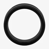 Personalized Mens 8mm Comfort Fit Satin Center Tungsten Carbide Wedding Band