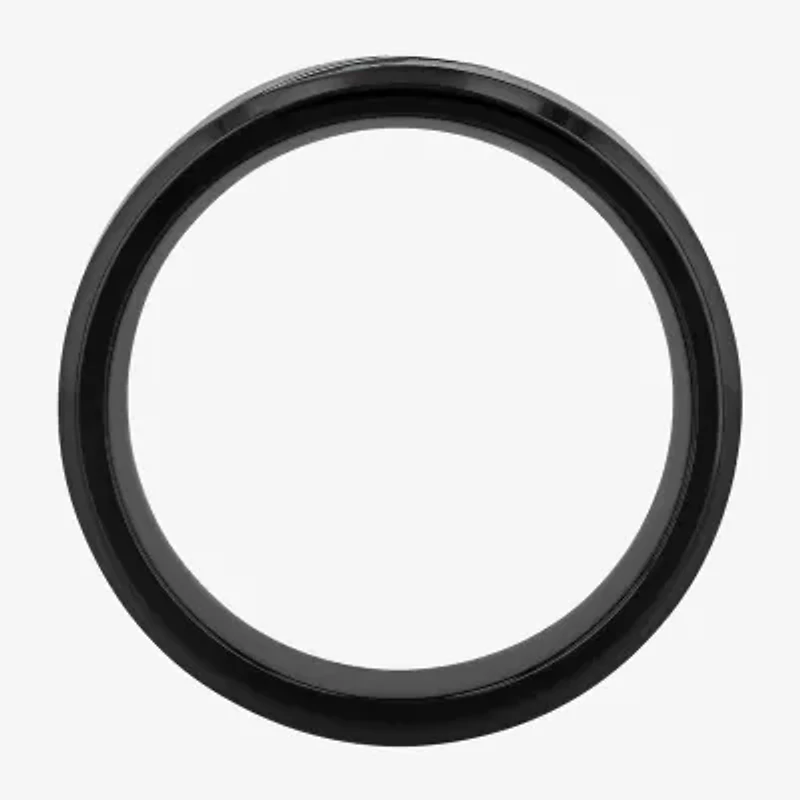 Mens Diamond Accent Natural Blue Stainless Steel Wedding Band