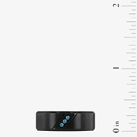 Mens Diamond Accent Natural Blue Stainless Steel Wedding Band