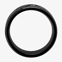 Mens 6MM Diamond Accent Natural White Stainless Steel Wedding Band