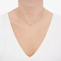 Gold Addiction Womens White Cubic Zirconia 10K Gold Heart 18 Inch Pendant Necklace