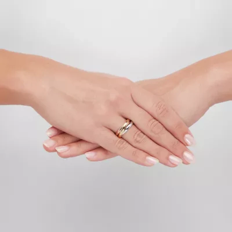 Womens 3MM 14K Tri-Color Gold Round Band