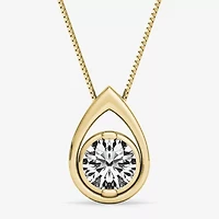 Sirena Womens 1/10 CT. T.W. Natural Diamond 14K Gold Pendant Necklace