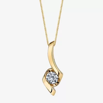 Sirena® 1/10 CT. Natural Diamond 14K Yellow Gold Ribbon Pendant Necklace