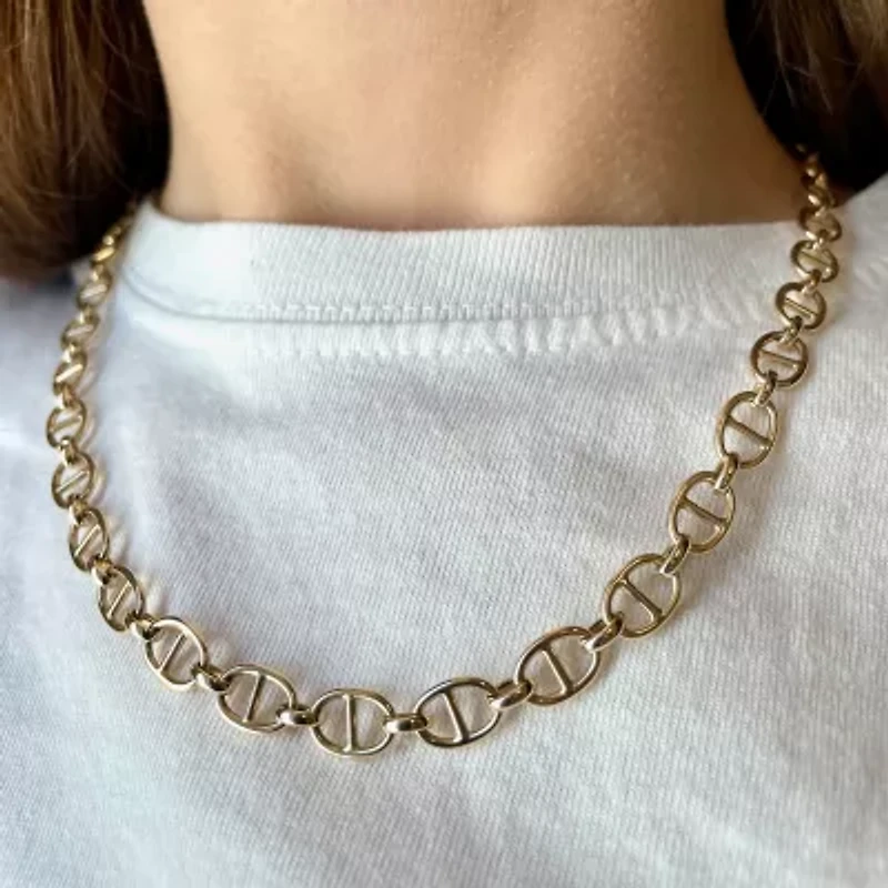 Made in Italy Womens 14K Gold 18 Inch Link Chain Necklace