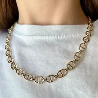 Made in Italy Womens 14K Gold 18 Inch Link Chain Necklace