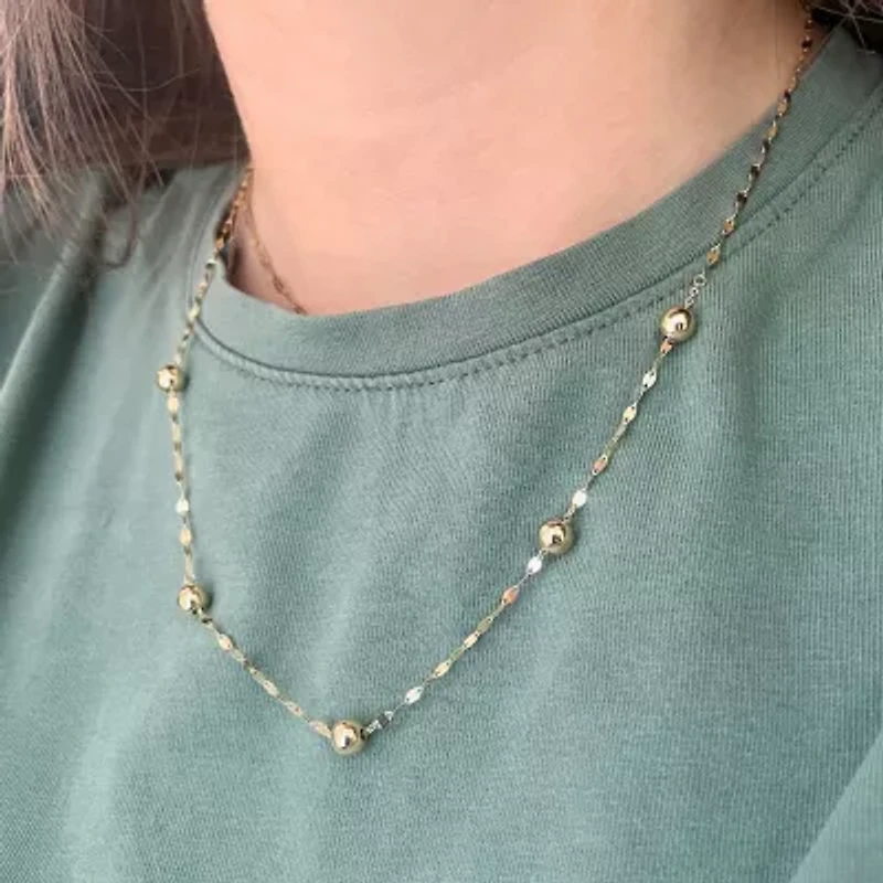 Made in Italy Womens 14K Gold 18 Inch Bead Chain Necklace