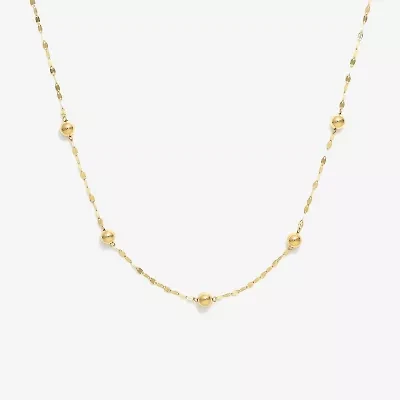 Made in Italy Womens 14K Gold 18 Inch Bead Chain Necklace