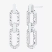 G-H / Si1-Si2) Womens 1/4 CT. T.W. Lab Grown White Diamond 10K White Gold Paperclip Drop Earrings
