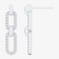 (G-H / Si1-Si2) Womens 1/4 CT. T.W. Lab Grown White Diamond 10K White Gold Paperclip Drop Earrings