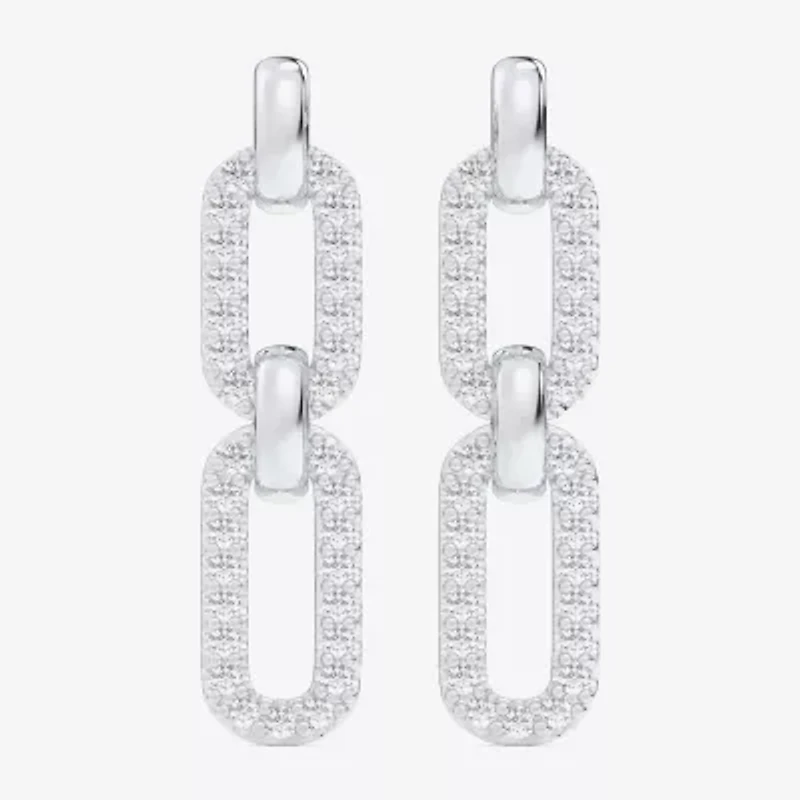 G-H / Si1-Si2) Womens 1/4 CT. T.W. Lab Grown White Diamond 10K White Gold Paperclip Drop Earrings