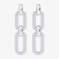 G-H / Si1-Si2) Womens 1/4 CT. T.W. Lab Grown White Diamond 10K White Gold Paperclip Drop Earrings